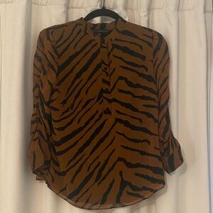 White House Black Market Zebra Print Blouse in Brown and Black